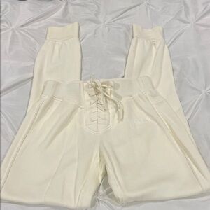 NWOT WSLY Cream Lace-Up Joggers Size XS